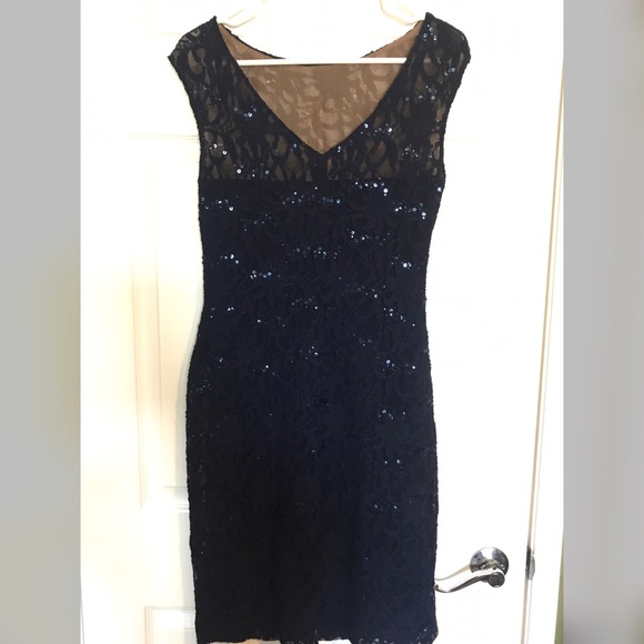 Ralph Lauren Navy blue sequin and lace dress - Picture 5 of 8